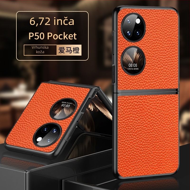Pocket2 fut Huawei P50s, preklopna zaštita od prave kože s liči uzorkom