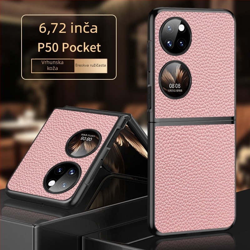 Pocket2 fut Huawei P50s, preklopna zaštita od prave kože s liči uzorkom
