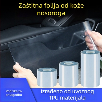 Film zaštite pragova automobila s teksturom Rhino kože, proziran TPU zaštitni film, samoljepljiva montaža, nevidljiv, otporan na ogrebotine i udarce