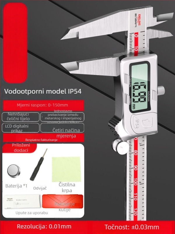 SHASHENG digitalni kaliper, industrijske klase, visoka preciznost, mjerenje dubine
