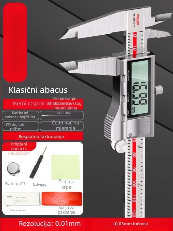 SHASHENG digitalni kaliper, industrijske klase, visoka preciznost, mjerenje dubine