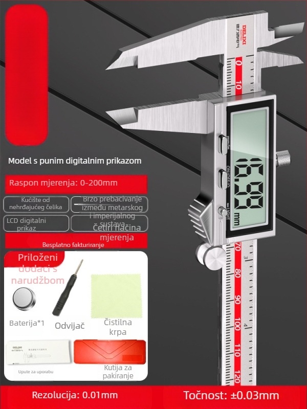 SHASHENG digitalni kaliper, industrijske klase, visoka preciznost, mjerenje dubine