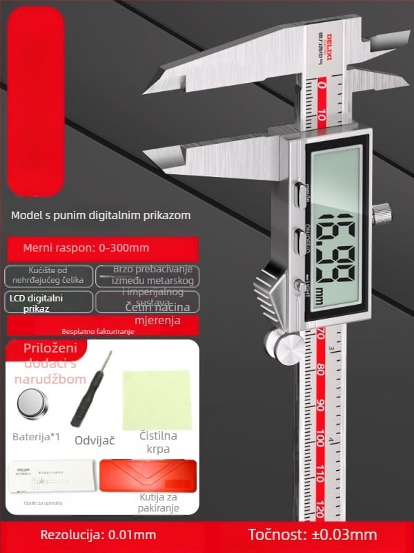 SHASHENG digitalni kaliper, industrijske klase, visoka preciznost, mjerenje dubine