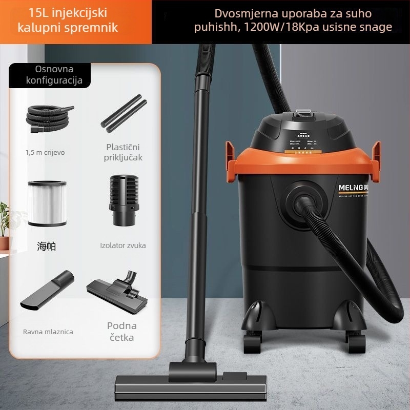 Ušisač s HEPA filtrom, odvajačem prašine i filterom od pamuka – 1400W, usisni tlak 20000Pa, 2-u-1 mokro-suhi, 220V za kućnu upotrebu
