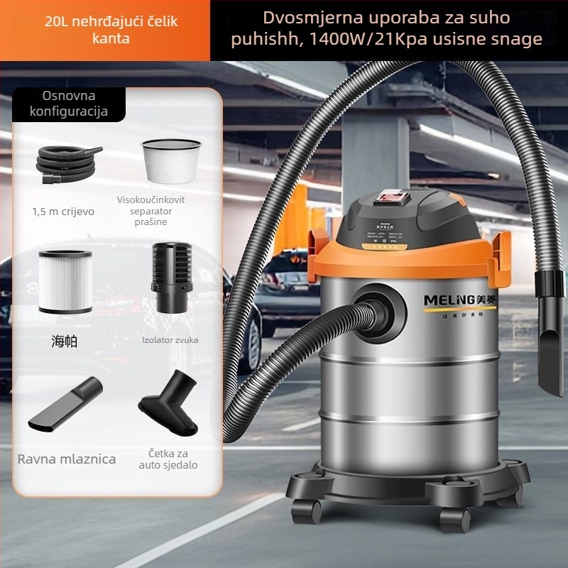 Ušisač s HEPA filtrom, odvajačem prašine i filterom od pamuka – 1400W, usisni tlak 20000Pa, 2-u-1 mokro-suhi, 220V za kućnu upotrebu