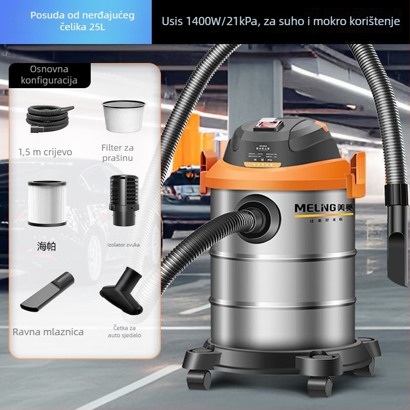 Ušisač s HEPA filtrom, odvajačem prašine i filterom od pamuka – 1400W, usisni tlak 20000Pa, 2-u-1 mokro-suhi, 220V za kućnu upotrebu