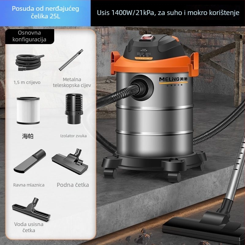 Ušisač s HEPA filtrom, odvajačem prašine i filterom od pamuka – 1400W, usisni tlak 20000Pa, 2-u-1 mokro-suhi, 220V za kućnu upotrebu