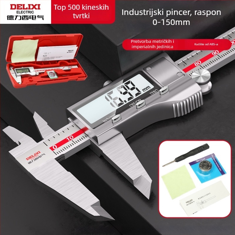 Digitalni kaliper Delixi Electric – industrijske klase – digitalni zaslon