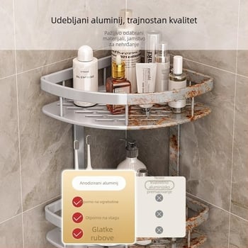 Space Aluminum kutni trokutasta zidna košarica za kupaonicu s 3 razine