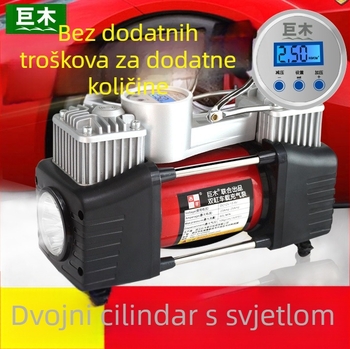 Dvocilindarska pumpa za zrak automobila s digitalnim prikazom, 12V, 280W, 70 L/min, kabel 3m