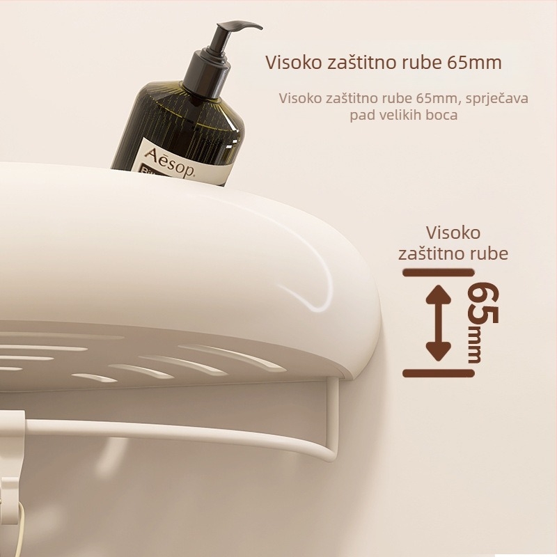 Bez bušenja: kutni kupaonski polic, aluminij + ABS, 3 razine, nosivost 15 kg