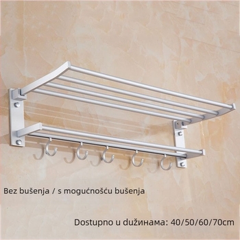 Sklopiva držač za ručnike s dvije razine, od aluminijske legure, anodizirani završetak, nosivost 15 kg, moderan minimalistički dizajn
