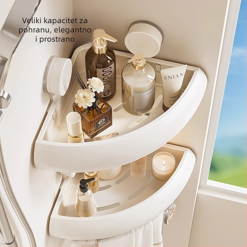 Trokutasti zidni kupaonski organizator sa usisnim čašicama, Space aluminij, nosivost 1–5 kg