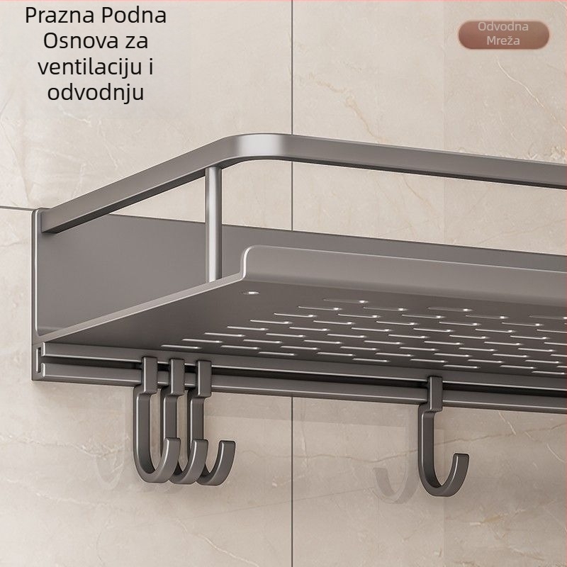 Zidni ormar za kupaonicu bez bušenja — kvadratnog oblika, jedna polica, premaz peći lakom, nosivost 15 kg
