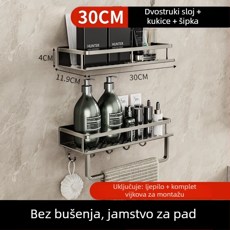 Zidni ormar za kupaonicu bez bušenja — kvadratnog oblika, jedna polica, premaz peći lakom, nosivost 15 kg