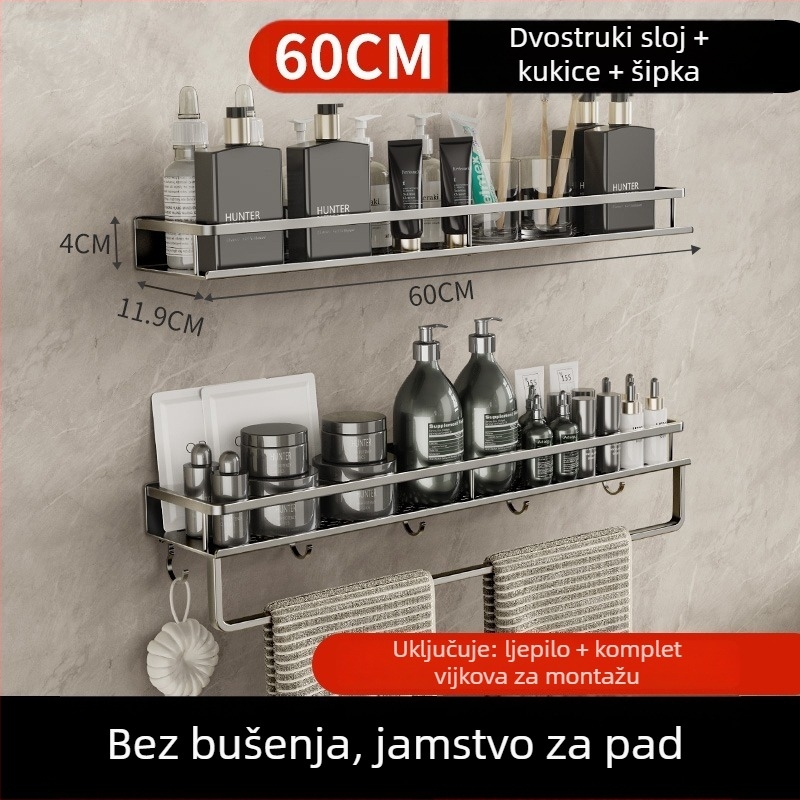 Zidni ormar za kupaonicu bez bušenja — kvadratnog oblika, jedna polica, premaz peći lakom, nosivost 15 kg
