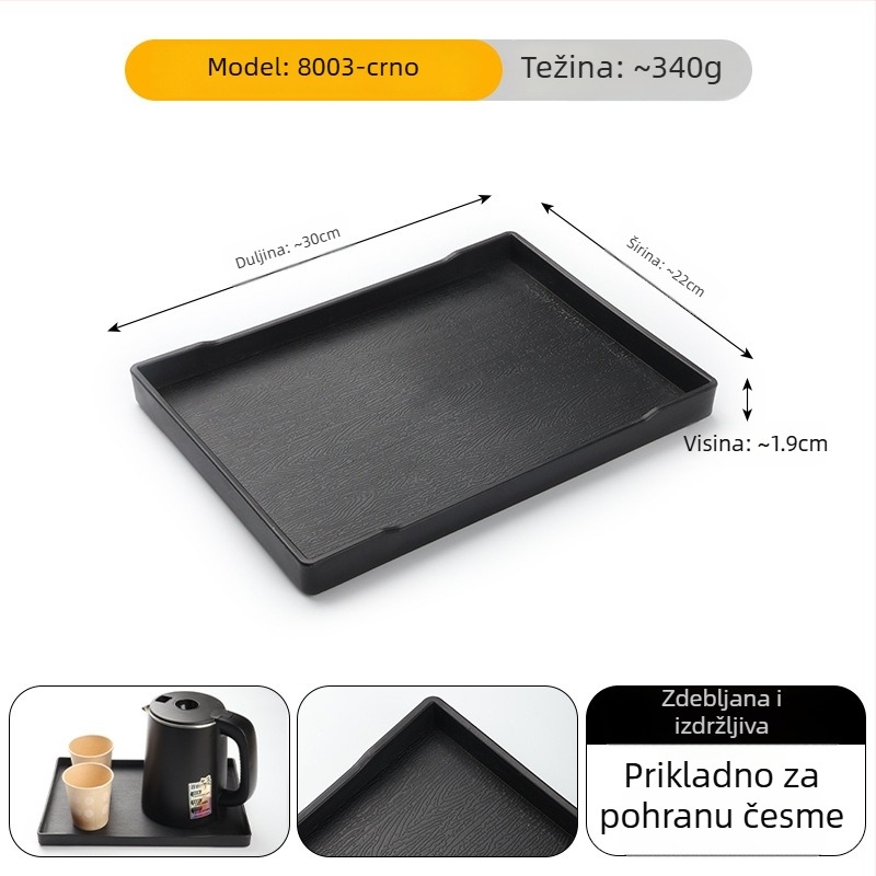 Pravougaoni melaminski podnos za hotele – podnos za čaj i spremište potrepština za kupaonicu u sobi