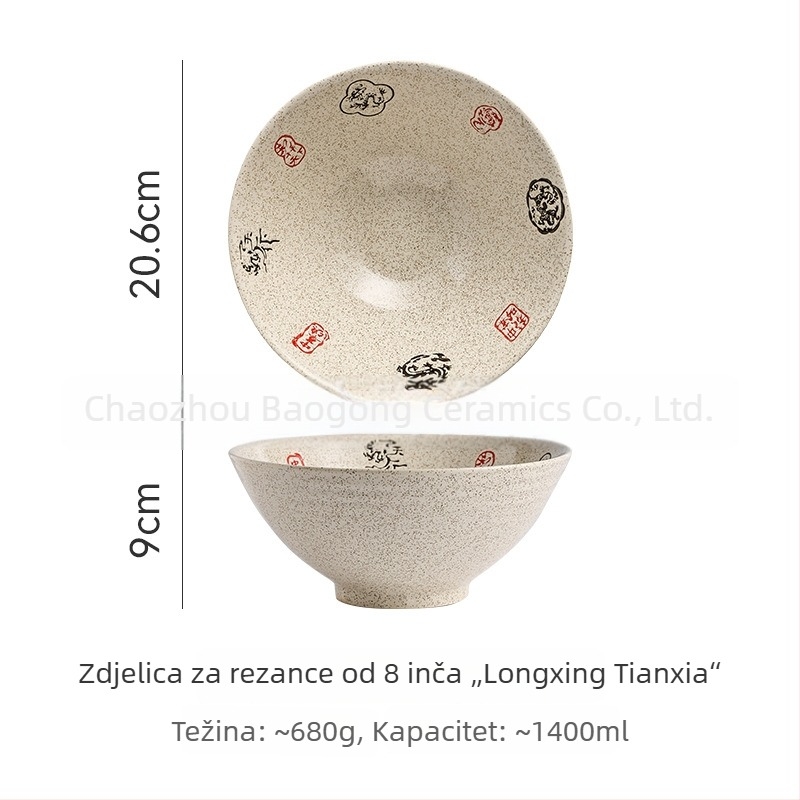 Japanski stil porculanska zdjela za rezance, konusna zdjela za ramen, ručno oslikana, promjer 20 cm, za kućnu i komercijalnu uporabu