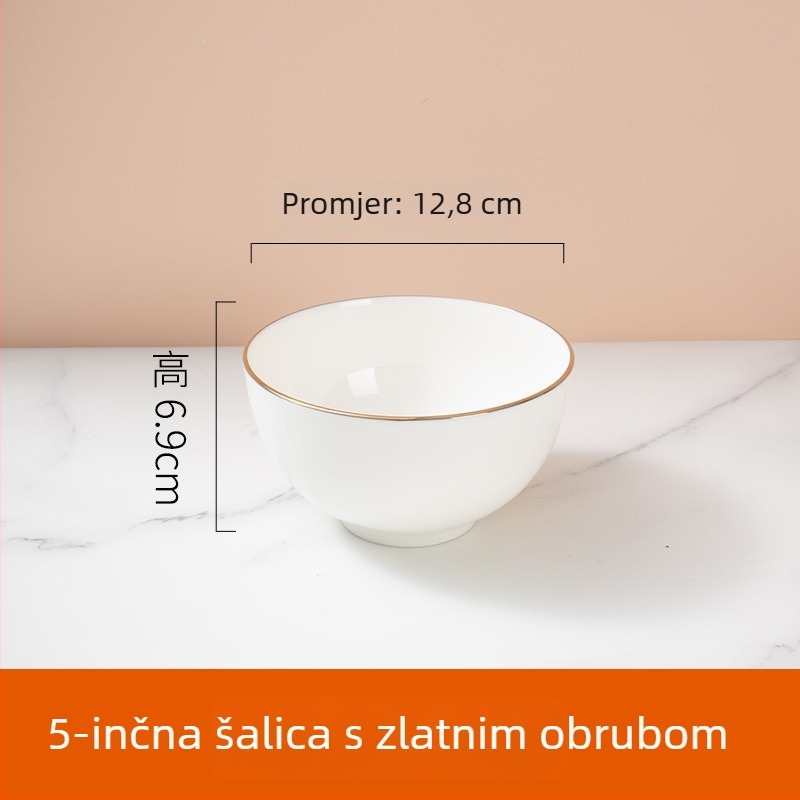 Set zdjela od kostnog porculana za hotele i restorane — okrugli oblik, glazirana površina, mogućnost prilagodbe