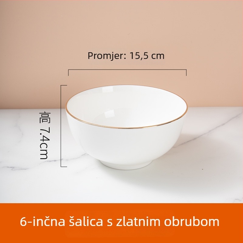 Set zdjela od kostnog porculana za hotele i restorane — okrugli oblik, glazirana površina, mogućnost prilagodbe