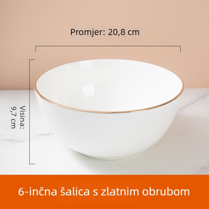 Set zdjela od kostnog porculana za hotele i restorane — okrugli oblik, glazirana površina, mogućnost prilagodbe