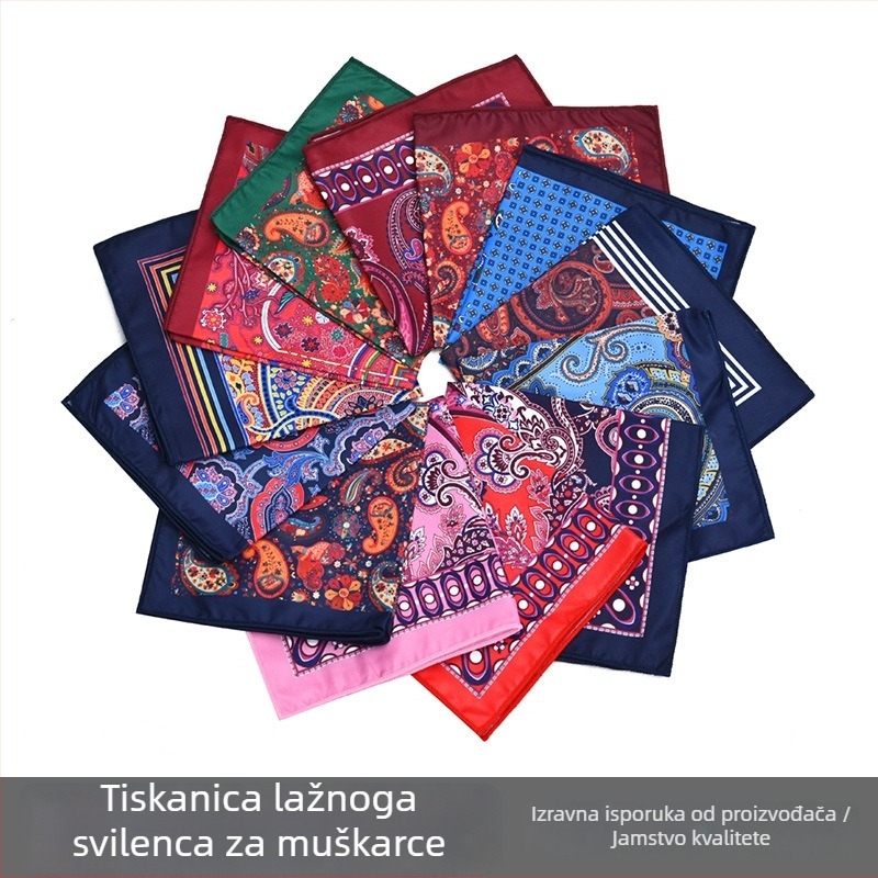 Yili muška džepna maramica s otiskom, cvjetni uzorak, večernja odjeća, tiskana, podstava poliester