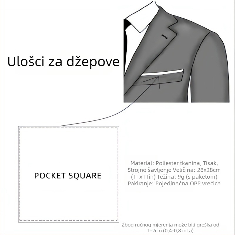 TAGERWILEN Muški džepni šal – vintage stil, floralni uzorak, poliestersko-svilena tkanina, otisak