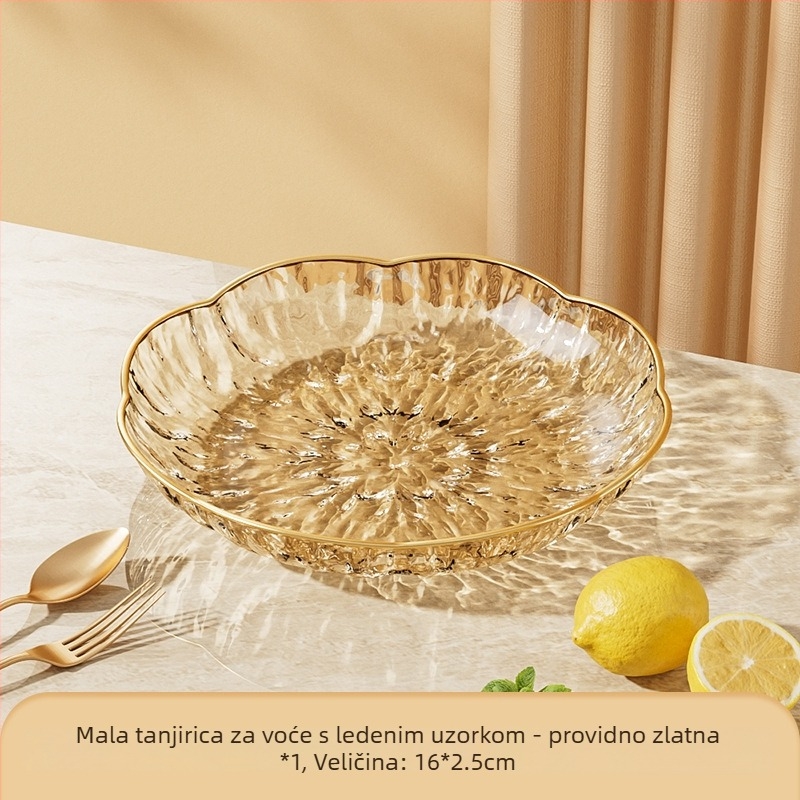 Voćni tanjur s teksturom kovanog izgleda, višestrukih veličina, otporan na padove, od plastike – lagani luksuzni stil