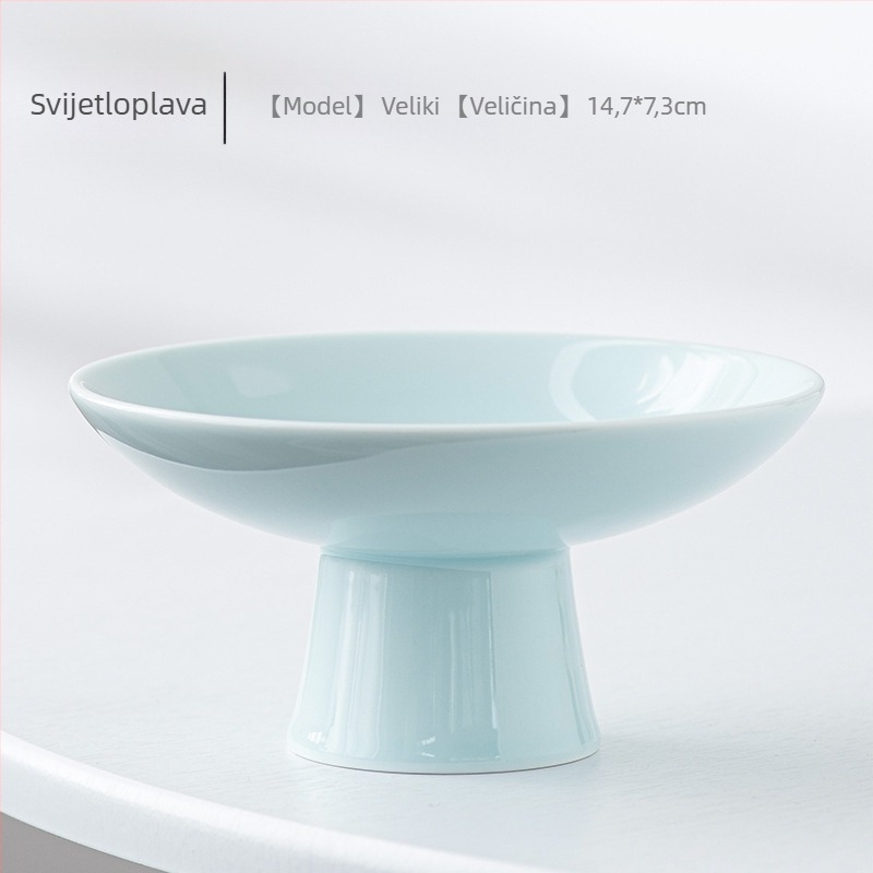 Porcelanski pladanj za voće s visokim postoljem – Celadon premaz, Porcelain Cloud Pavilion