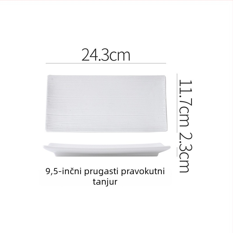 Porcelanska ravna ploča, nepravilnog oblika, moderni minimalistički stil, pogodna za mikrovalnu pećnicu