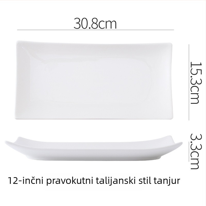 Porcelanska ravna ploča, nepravilnog oblika, moderni minimalistički stil, pogodna za mikrovalnu pećnicu