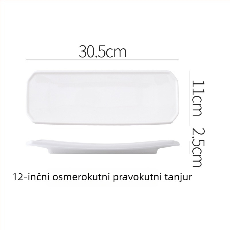 Porcelanska ravna ploča, nepravilnog oblika, moderni minimalistički stil, pogodna za mikrovalnu pećnicu