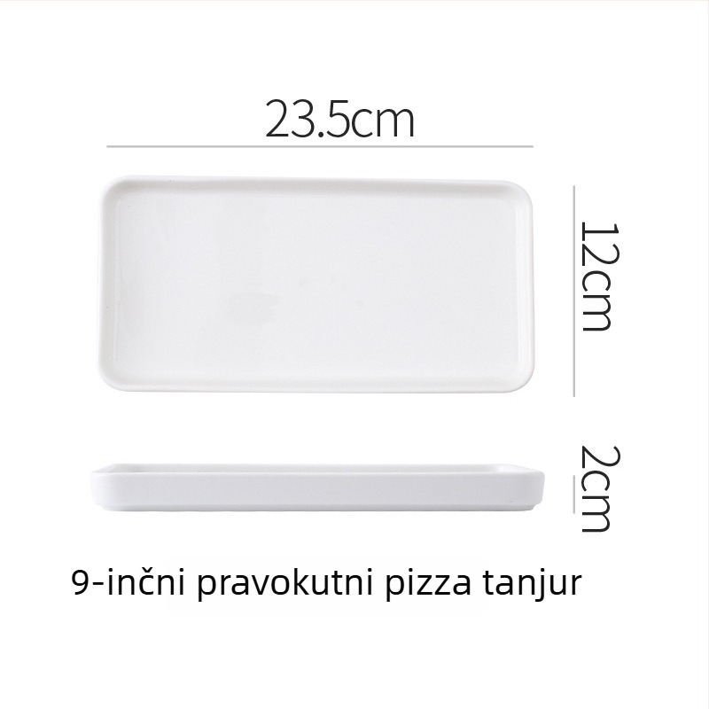 Porcelanska ravna ploča, nepravilnog oblika, moderni minimalistički stil, pogodna za mikrovalnu pećnicu