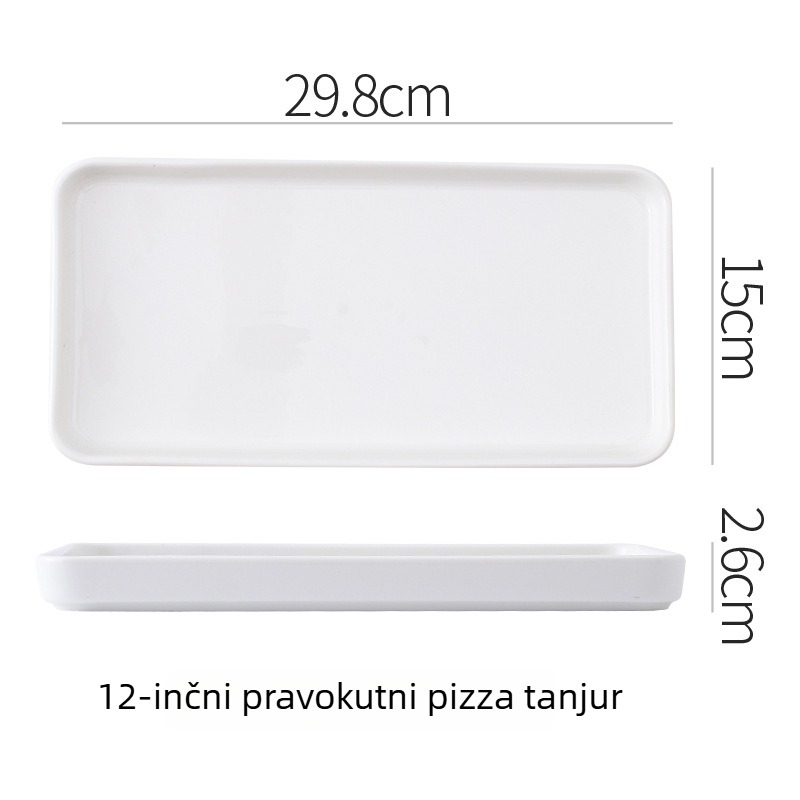 Porcelanska ravna ploča, nepravilnog oblika, moderni minimalistički stil, pogodna za mikrovalnu pećnicu
