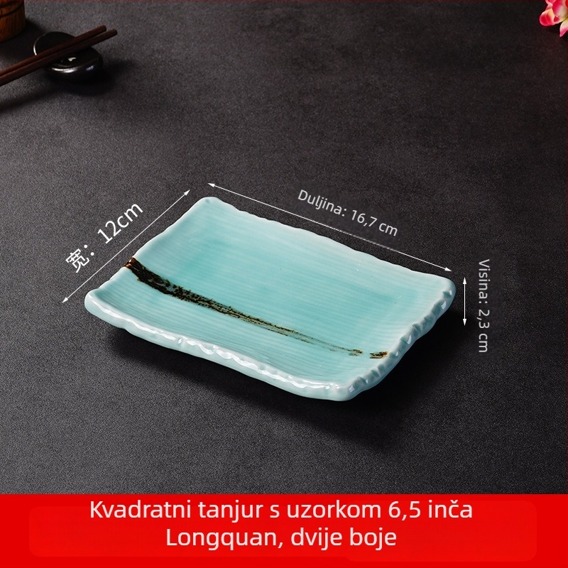 Porcelanski tanjur za sushi i sashimi, japanskog stila, četvrtastog oblika, pogodan za mikrovalnu, mogućnost ispisa logotipa