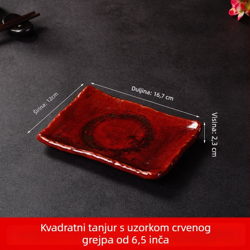 Porcelanski tanjur za sushi i sashimi, japanskog stila, četvrtastog oblika, pogodan za mikrovalnu, mogućnost ispisa logotipa