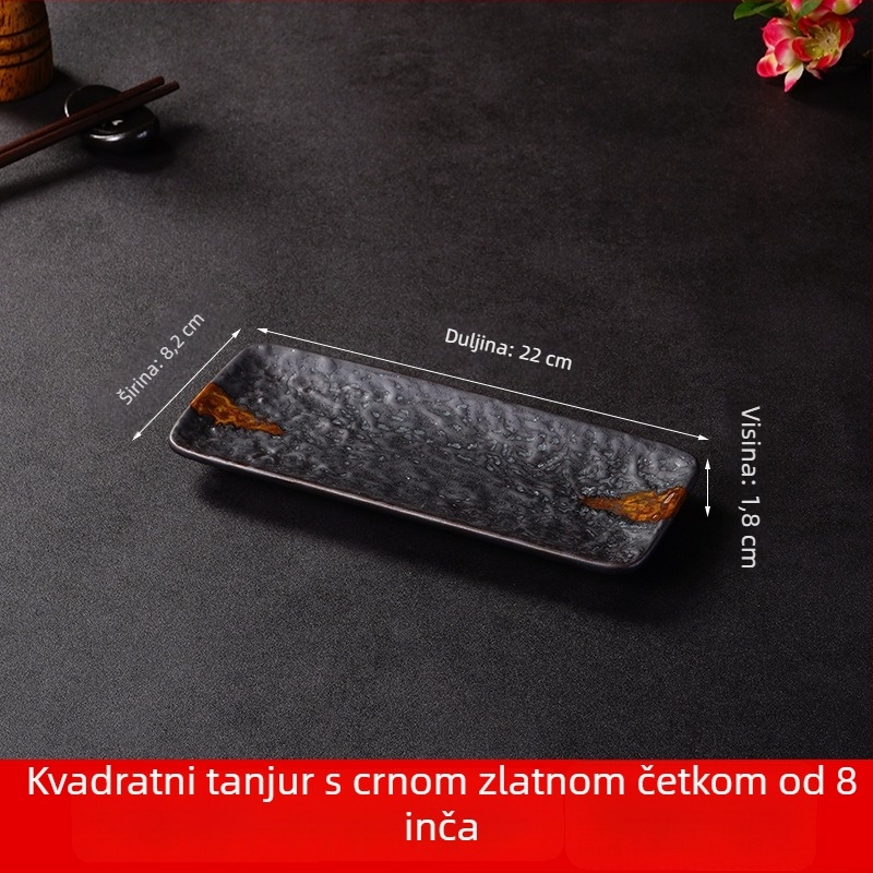 Porcelanski tanjur za sushi i sashimi, japanskog stila, četvrtastog oblika, pogodan za mikrovalnu, mogućnost ispisa logotipa