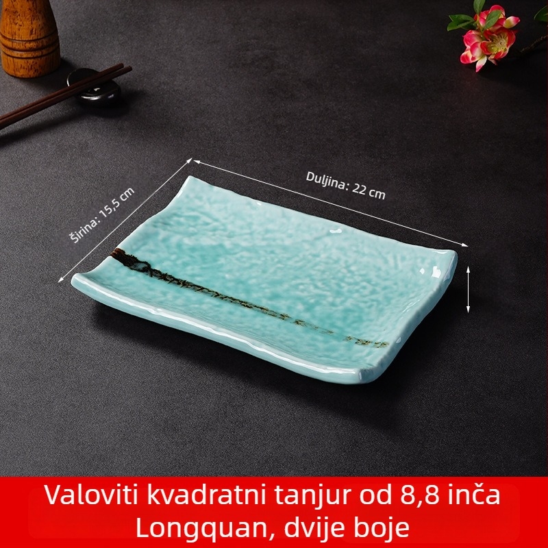 Porcelanski tanjur za sushi i sashimi, japanskog stila, četvrtastog oblika, pogodan za mikrovalnu, mogućnost ispisa logotipa