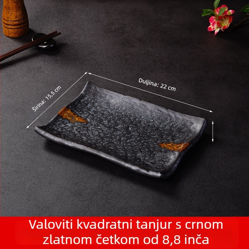 Porcelanski tanjur za sushi i sashimi, japanskog stila, četvrtastog oblika, pogodan za mikrovalnu, mogućnost ispisa logotipa