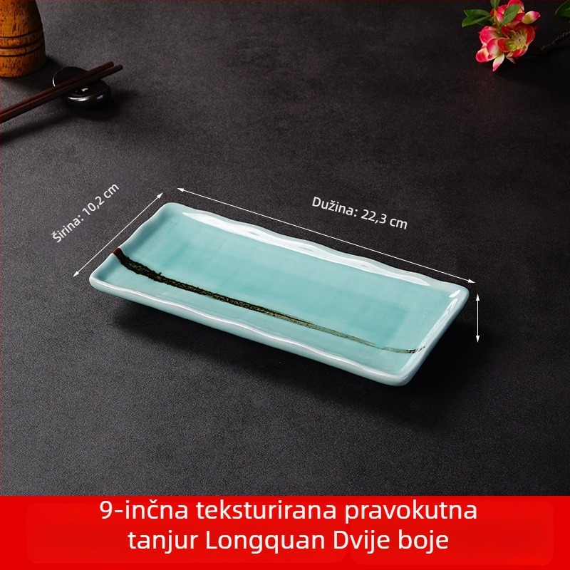 Porcelanski tanjur za sushi i sashimi, japanskog stila, četvrtastog oblika, pogodan za mikrovalnu, mogućnost ispisa logotipa