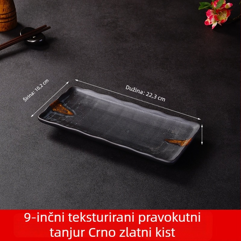Porcelanski tanjur za sushi i sashimi, japanskog stila, četvrtastog oblika, pogodan za mikrovalnu, mogućnost ispisa logotipa