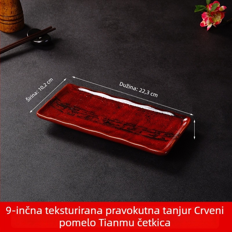 Porcelanski tanjur za sushi i sashimi, japanskog stila, četvrtastog oblika, pogodan za mikrovalnu, mogućnost ispisa logotipa