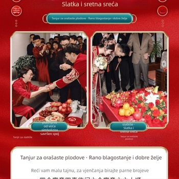 Vjenčani pladanj za voće sa dekoracijom od svilenih cvjetova, jednostavan univerzalni stil, vrhunska kvaliteta