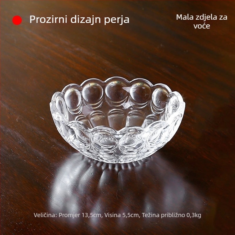 Staklena posuda za voće s pozlaćenim rubom, jednostavan stil, prvoklasna kvaliteta