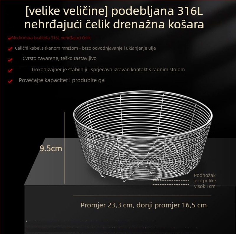 Kružni koš od nehrđajućeg čelika za odvodnju u kuhinji – sito i pohrana voća, moderni stil