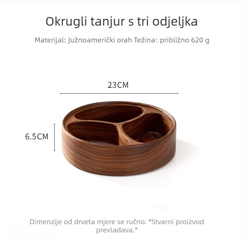 Drvena kutija za grickalice s poklopcem, višeslojna pohrana orašastih plodova i suhog voća, orahovo drvo, jednostavan stil, novi kineski stil