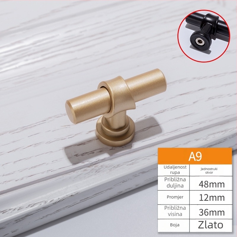 Drška za vrata ormarića – aluminijski legura, elektroplating, moderni minimalistički stil, model 3762, pogodno za ormarić, garderobu i ladicu