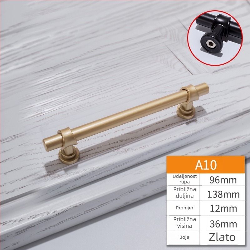 Drška za vrata ormarića – aluminijski legura, elektroplating, moderni minimalistički stil, model 3762, pogodno za ormarić, garderobu i ladicu