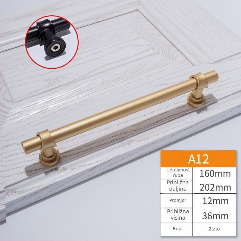 Drška za vrata ormarića – aluminijski legura, elektroplating, moderni minimalistički stil, model 3762, pogodno za ormarić, garderobu i ladicu