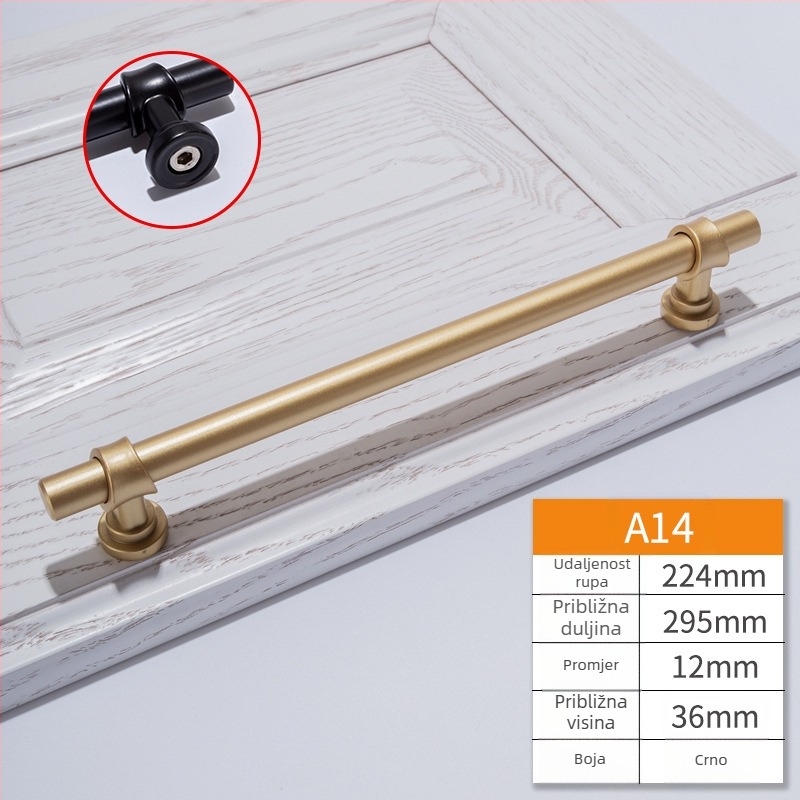 Drška za vrata ormarića – aluminijski legura, elektroplating, moderni minimalistički stil, model 3762, pogodno za ormarić, garderobu i ladicu